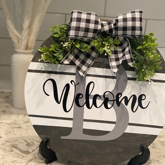 Door hanger, welcome sign, wooden sign - Picture 1 of 5